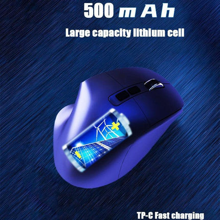 Ergonomic Vertical Wireless Mouse - Dual Mode (2.4G + Bluetooth), RGB Light, Rechargeable 500mAh Battery(Blue).