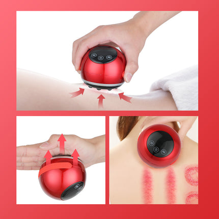 Smart Electric Cupping & Gua Sha Massager with Red Light Therapy & Magnetic Stones - 5 Levels, Rechargeable(red).