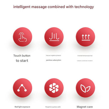 Smart Electric Cupping & Gua Sha Massager with Red Light Therapy & Magnetic Stones - 5 Levels, Rechargeable(red).