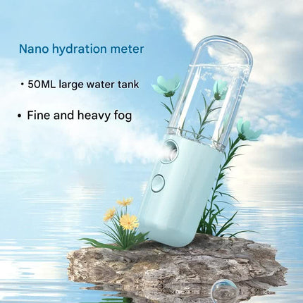 Two Portable Nano Facial Sprayer - 50ml USB Rechargeable Moisturizing Disinfectant Sprayer(Pink).