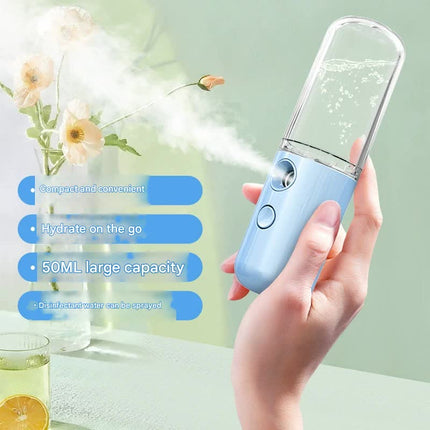 Two Portable Nano Facial Sprayer - 50ml USB Rechargeable Moisturizing Disinfectant Sprayer(Pink).