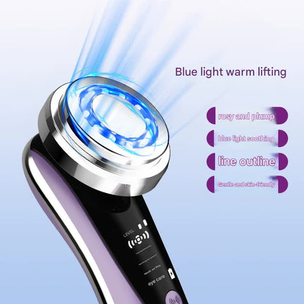 4-in-1 Facial Beauty Device - LED Light Therapy, Warm Lifting, Ion Cleansing & Eye Care(red).