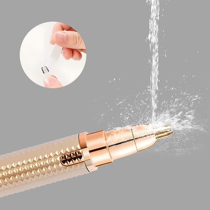 3-in-1 Rechargeable Electric Trimmer for Women - Nose, Eyebrow & Facial Hair Remover with Washable Heads & LED Light(black).