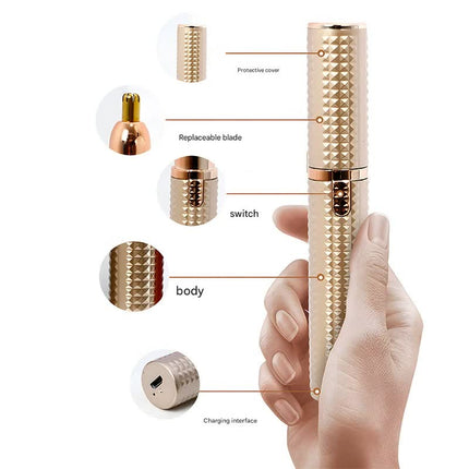 3-in-1 Rechargeable Electric Trimmer for Women - Nose, Eyebrow & Facial Hair Remover with Washable Heads & LED Light(black).