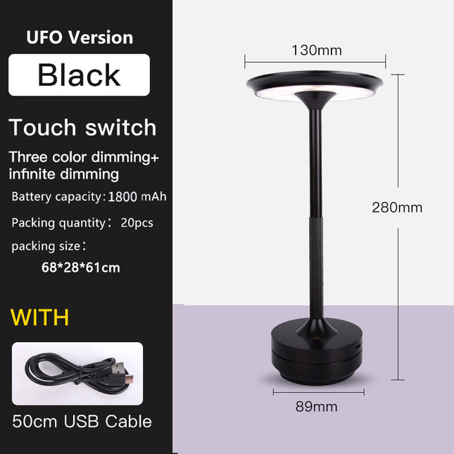 UFO Version LED Desk Lamp - Black Touch Switch with Dimming and USB Cable.
