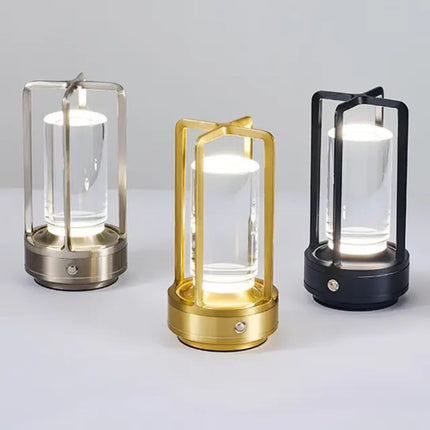 Cross-Shaped LED Table Lamp - Black Touch Button with USB Charging.