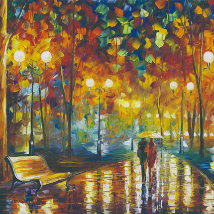 Walking puzzle in the rain.