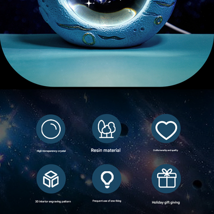 Celestial Ring LED Crystal Ball Lamp - 3D Engraving, Unique Gift (Dolphin).