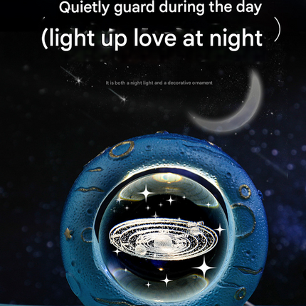 Celestial Ring LED Crystal Ball Lamp - 3D Engraving, Unique Gift (Dolphin).