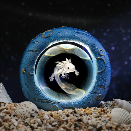 Celestial Ring LED Crystal Ball Lamp - 3D Engraving, Unique Gift (Salamander).