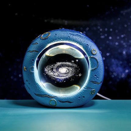 Celestial Ring LED Crystal Ball Lamp - 3D Engraving, Unique Gift (Milky Way).