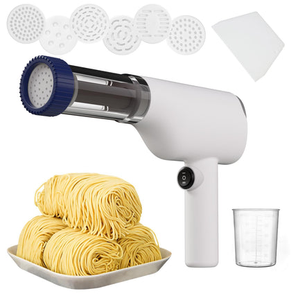 White Portable Rechargeable Noodle Maker - Multiple Shaping Discs.