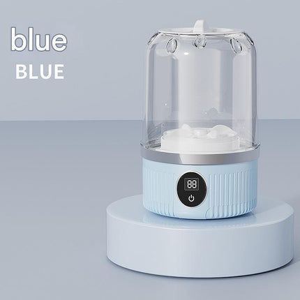 Blue Travel-Friendly Mini Washing Machine - USB Powered, Automatic, for Small Loads.