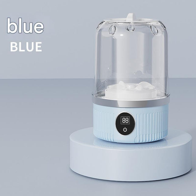 Blue Travel-Friendly Mini Washing Machine - USB Powered, Automatic, for Small Loads.