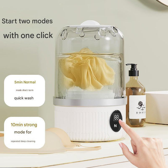 Blue Travel-Friendly Mini Washing Machine - USB Powered, Automatic, for Small Loads.