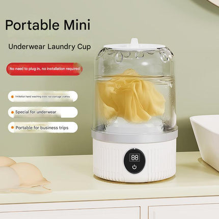 Blue Travel-Friendly Mini Washing Machine - USB Powered, Automatic, for Small Loads.