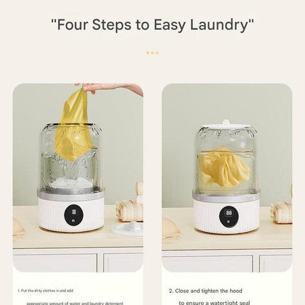 Blue Travel-Friendly Mini Washing Machine - USB Powered, Automatic, for Small Loads.