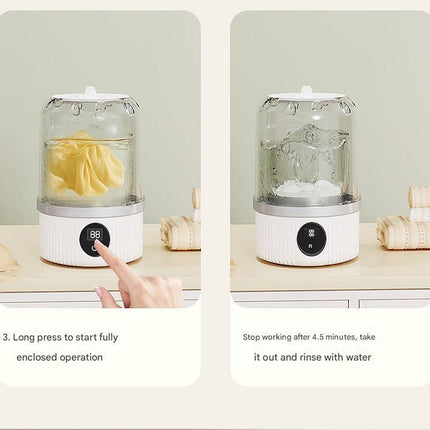 Blue Travel-Friendly Mini Washing Machine - USB Powered, Automatic, for Small Loads.