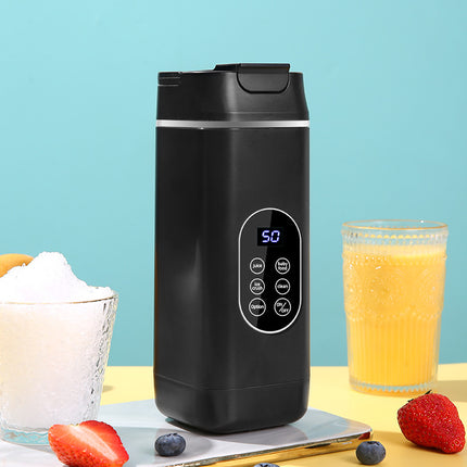 Black Rechargeable Travel Blender Cup - 12 Blades, Digital Display, Self-Cleaning.