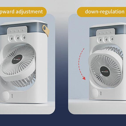 White 3-in-1 Portable Air Cooler Fan - Desktop Humidifier & LED Light, Nano Mist.