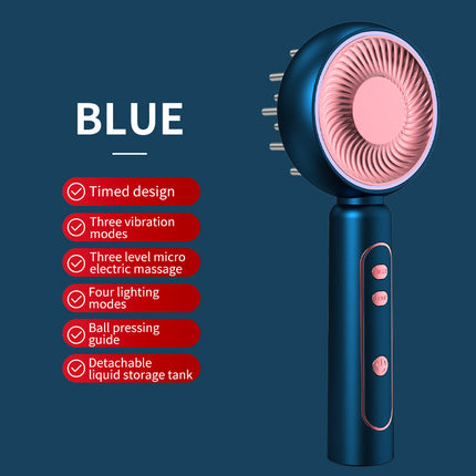Blue Advanced Scalp Therapy Comb: Red/Blue Light, EMS & Serum Applicator.