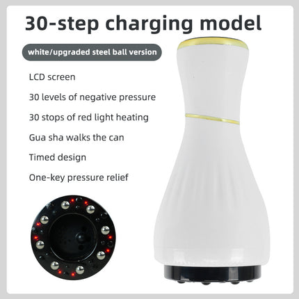 White Portable Electric Cupping Therapy Device - Adjustable Intensity & Heat.