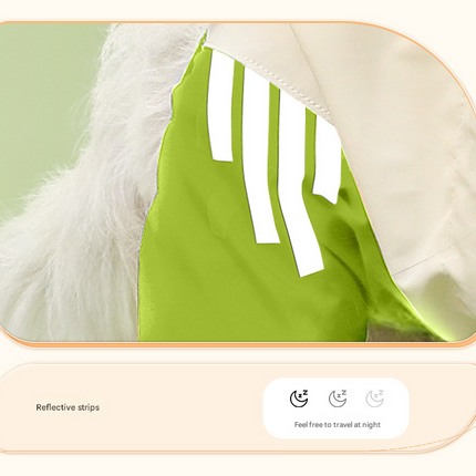Colorblock (White Green) Dog Raincoat - Waterproof with Hood and Reflective Strips (Size S).
