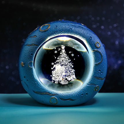 Celestial Ring LED Crystal Ball Lamp - 3D Engraving, Unique Gift (Santa Claus).