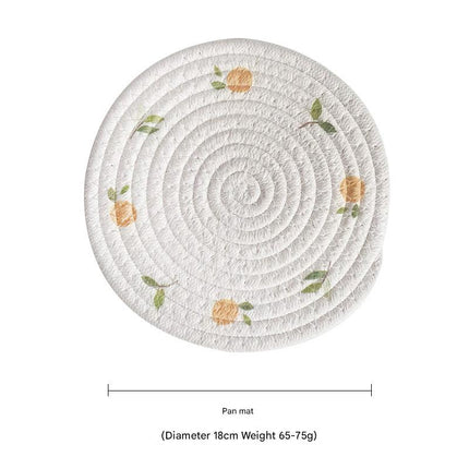 (Lemon) Cotton Rope Woven Placemats - Set of 5, 18cm Diameter Heat Resistant Kitchen Decor.