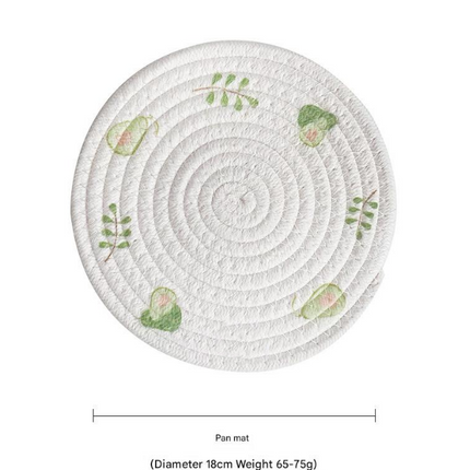 (Avocado) Cotton Rope Woven Placemats - Set of 5, 18cm Diameter Heat Resistant Kitchen Decor.