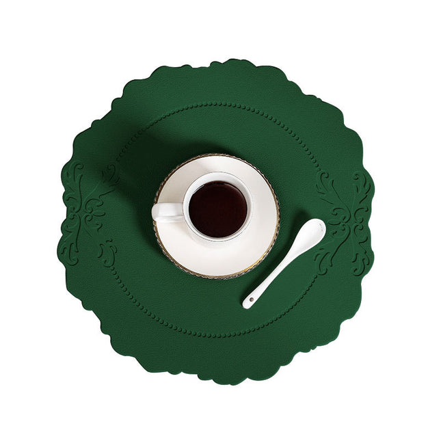 4 pcs Retro Faux Leather Placemat - Waterproof & Oil-Proof Dining Table Mat (Green).
