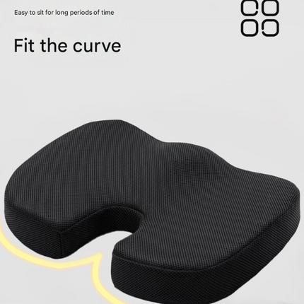 Grey Ergonomic U-Shaped Memory Foam Seat Cushion - Coccyx Relief & Posture Support with Breathable Cover.