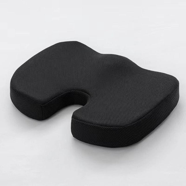 Black Ergonomic U-Shaped Memory Foam Seat Cushion - Coccyx Relief & Posture Support with Breathable Cover.