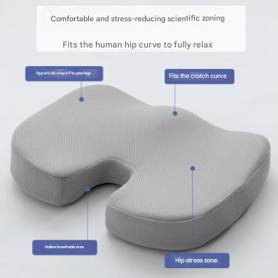 Black Ergonomic U-Shaped Memory Foam Seat Cushion - Coccyx Relief & Posture Support with Breathable Cover.