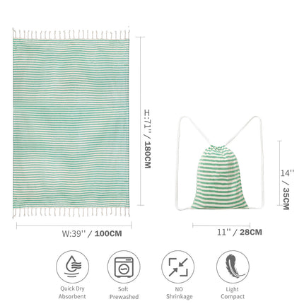 Green Chic Lightweight Nylon Drawstring Tote Bag - Multi-Pocket Casual Shoulder & Crossbody.