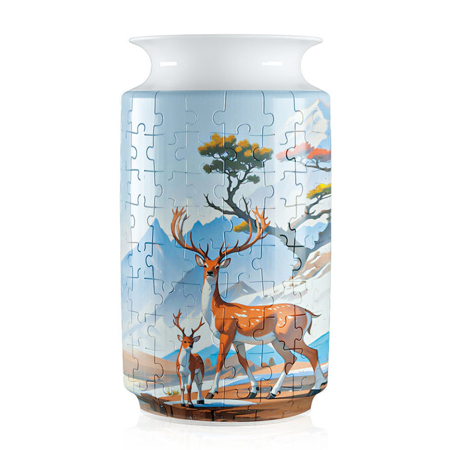 Colorful Style 2 DIY 3D Puzzle Vase - Creative Jigsaw Flower Holder with Waterproof Liner - Decorative Home Accent & Unique Gift.