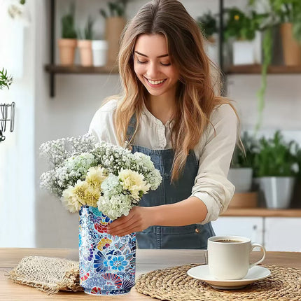 Colorful Style 3 DIY 3D Puzzle Vase - Creative Jigsaw Flower Holder with Waterproof Liner - Decorative Home Accent & Unique Gift.