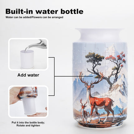 Colorful Style 3 DIY 3D Puzzle Vase - Creative Jigsaw Flower Holder with Waterproof Liner - Decorative Home Accent & Unique Gift.