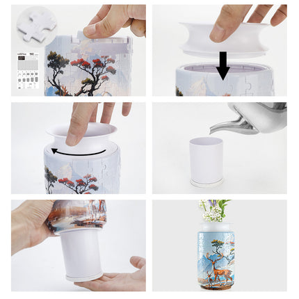 Colorful Style 3 DIY 3D Puzzle Vase - Creative Jigsaw Flower Holder with Waterproof Liner - Decorative Home Accent & Unique Gift.