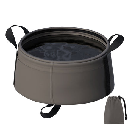 2 Pcs Dark Khaki Ultra-Lightweight Collapsible Travel Basin - Waterproof Folding Bucket for Camping, Hiking & Outdoors (8.5L).
