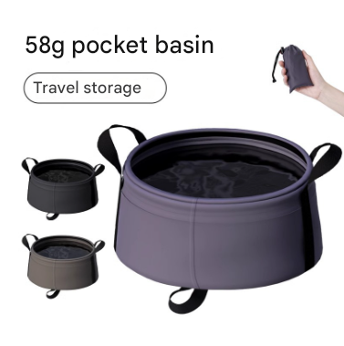 2 Pcs Black Ultra-Lightweight Collapsible Travel Basin - Waterproof Folding Bucket for Camping, Hiking & Outdoors (8.5L).
