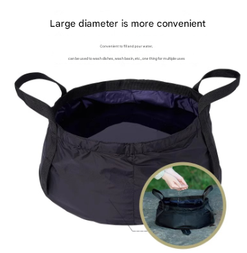 2 Pcs Black Ultra-Lightweight Collapsible Travel Basin - Waterproof Folding Bucket for Camping, Hiking & Outdoors (8.5L).