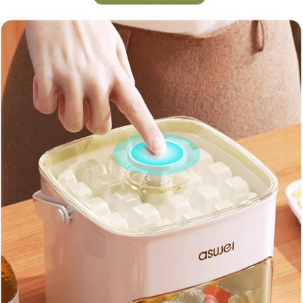 White Innovative Press-Release Ice Cube Maker - Dual Layer Trays & Storage Bin (48 Cubes).