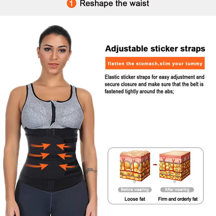 Size XXL Black Womens Sweat-Enhancing Waist Trainer Belt - Dual Strap Zipper Tummy Control Cincher for Workout & Postpartum Shaping.