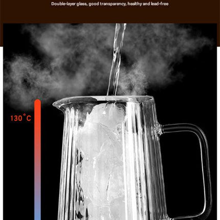 Transparent Elegant Ribbed Double Wall Glass French Press - 350ml Heat Resistant Coffee and Tea Maker with Stainless Steel Filter.