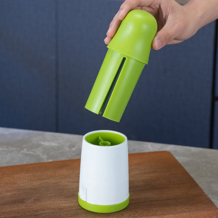 2 Pcs Green and White Manual Rotary Herb Grinder & Spice Mill - Effortless Mincing with Stainless Steel Blades for Fresh Herbs, Garlic & Spices.