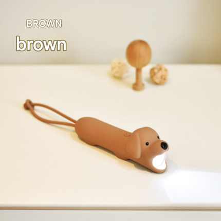 Brown Adorable Dog Silicone LED Flashlight for Kids - USB Rechargeable, Dimmable Brightness, Portable Night Light.