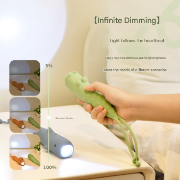 Brown Adorable Dog Silicone LED Flashlight for Kids - USB Rechargeable, Dimmable Brightness, Portable Night Light.