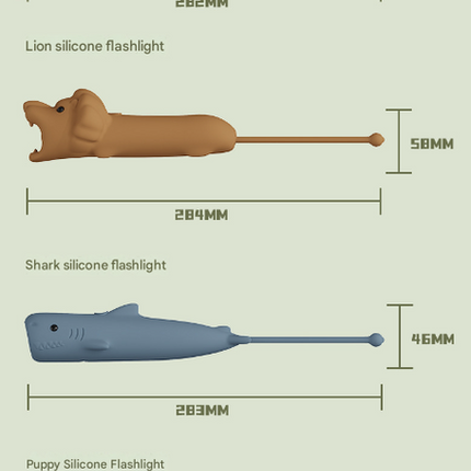 Brown Adorable Dog Silicone LED Flashlight for Kids - USB Rechargeable, Dimmable Brightness, Portable Night Light.