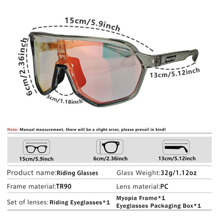 Grey frame and photochromic Grey lenses Photochromic Cycling Sunglasses - Lightweight TR90 Frame, HD Vision for Road Biking & Running.